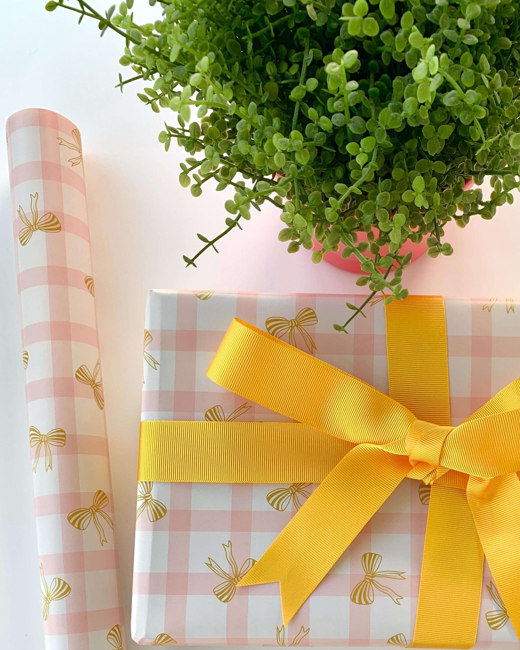 Pink and Yellow Bow Wrapping Paper