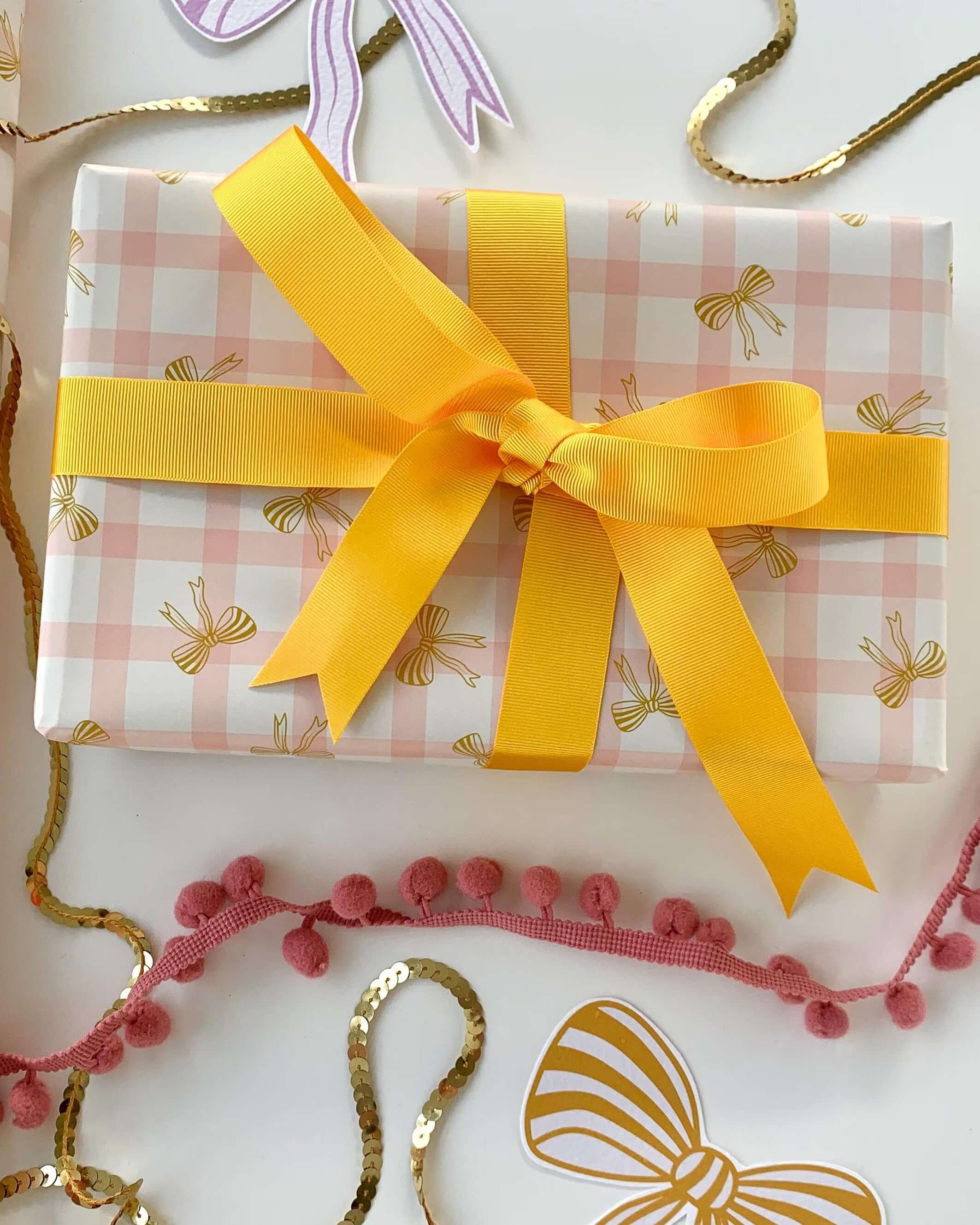 Pink and Yellow Bow Wrapping Paper