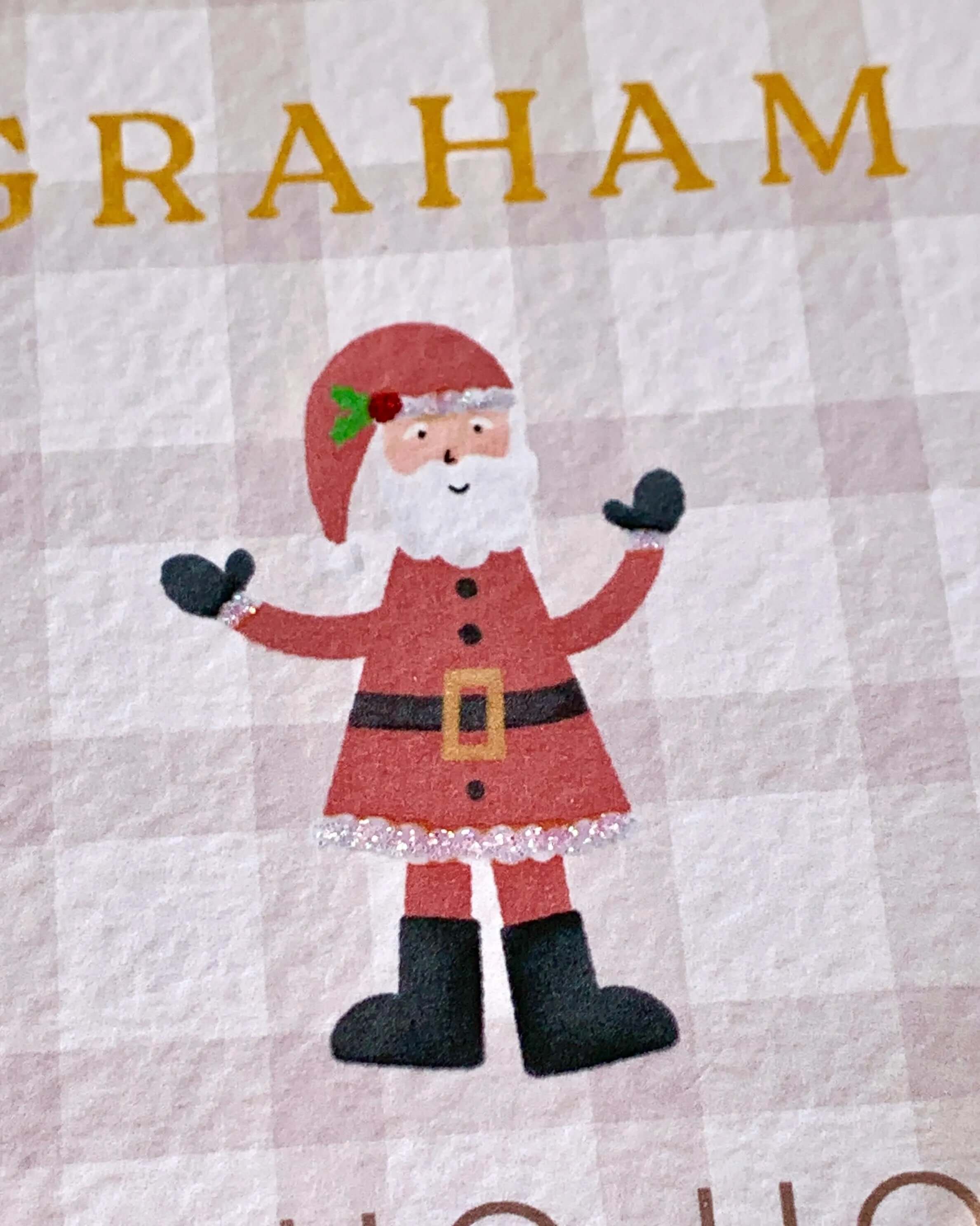 Personalised Father Christmas Card with Glitter