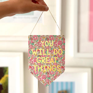 You Will Do Great Things Liberty Print Gold Metallic Banner ONLY 1 LEFT