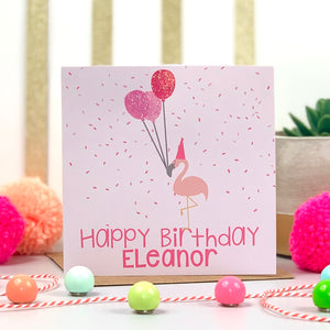 Confetti Flamingo Birthday Card