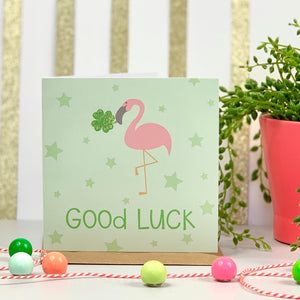 Good Luck Flamingo Card