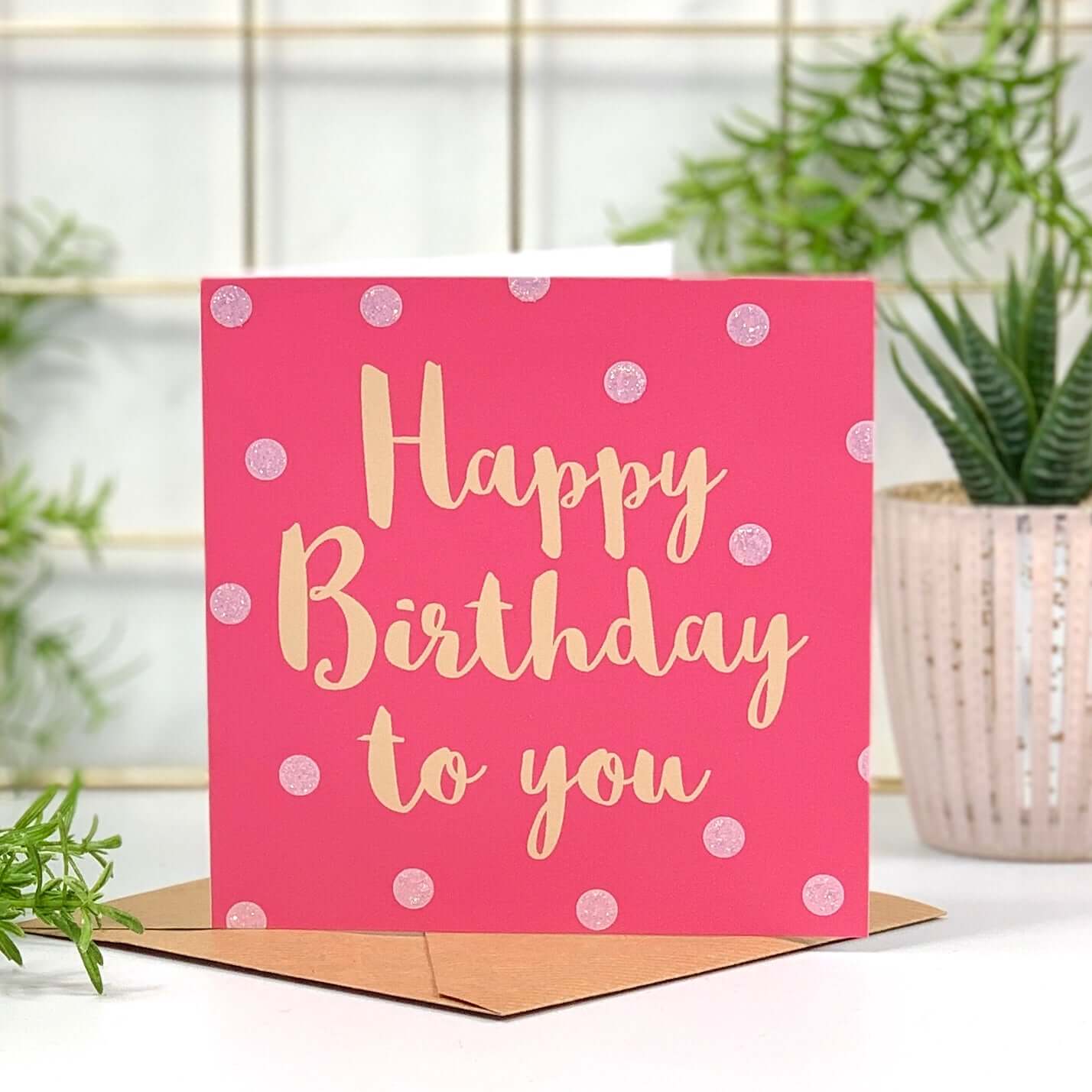 Happy Birthday Pink and Peach Spots Card
