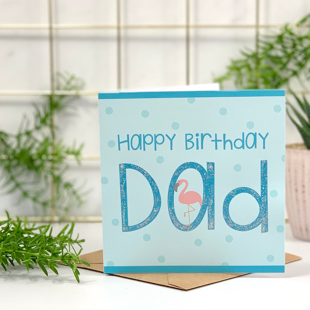 Happy Birthday Dad Flamingo Card