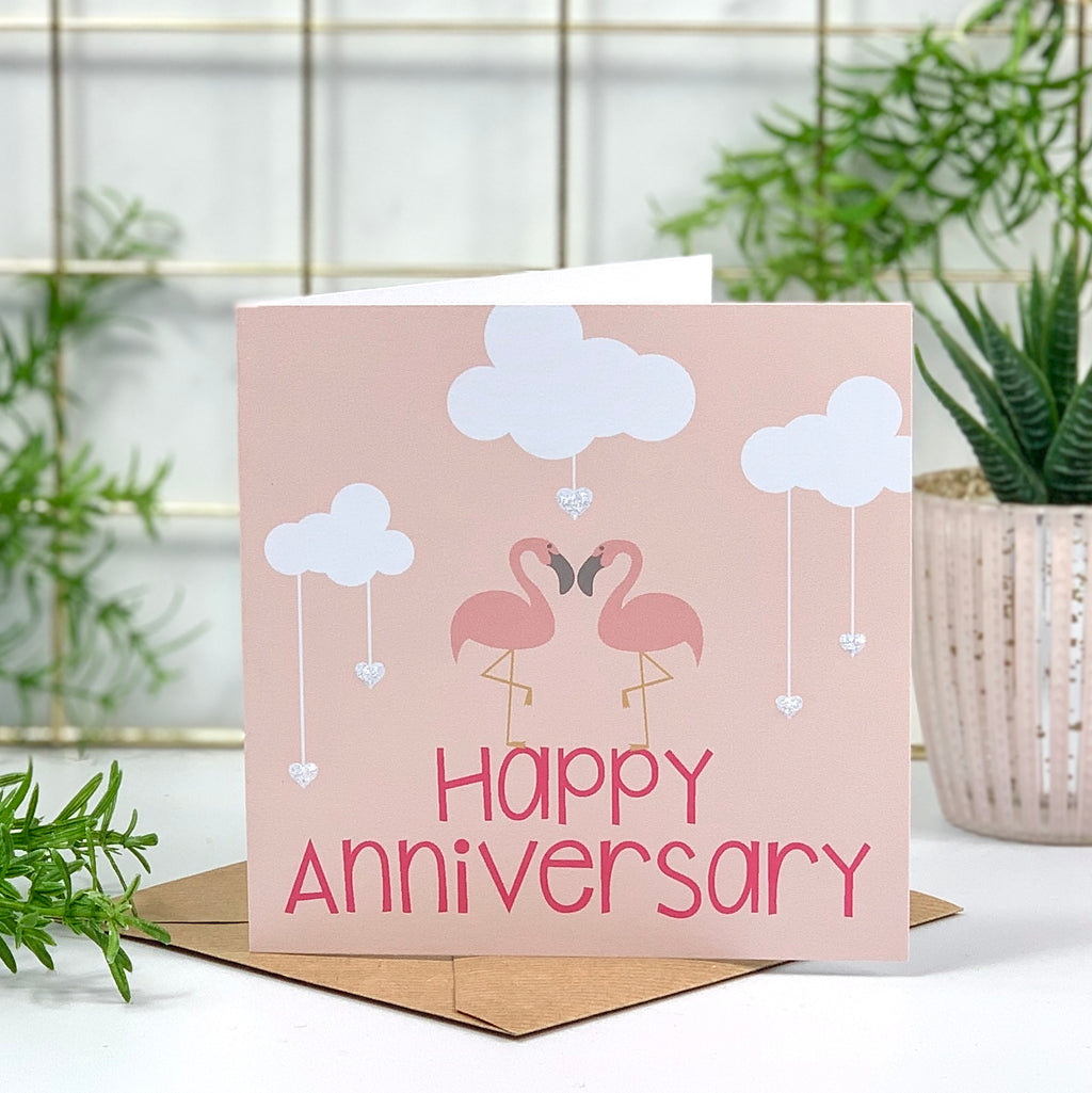 Happy Anniversary Flamingo Card