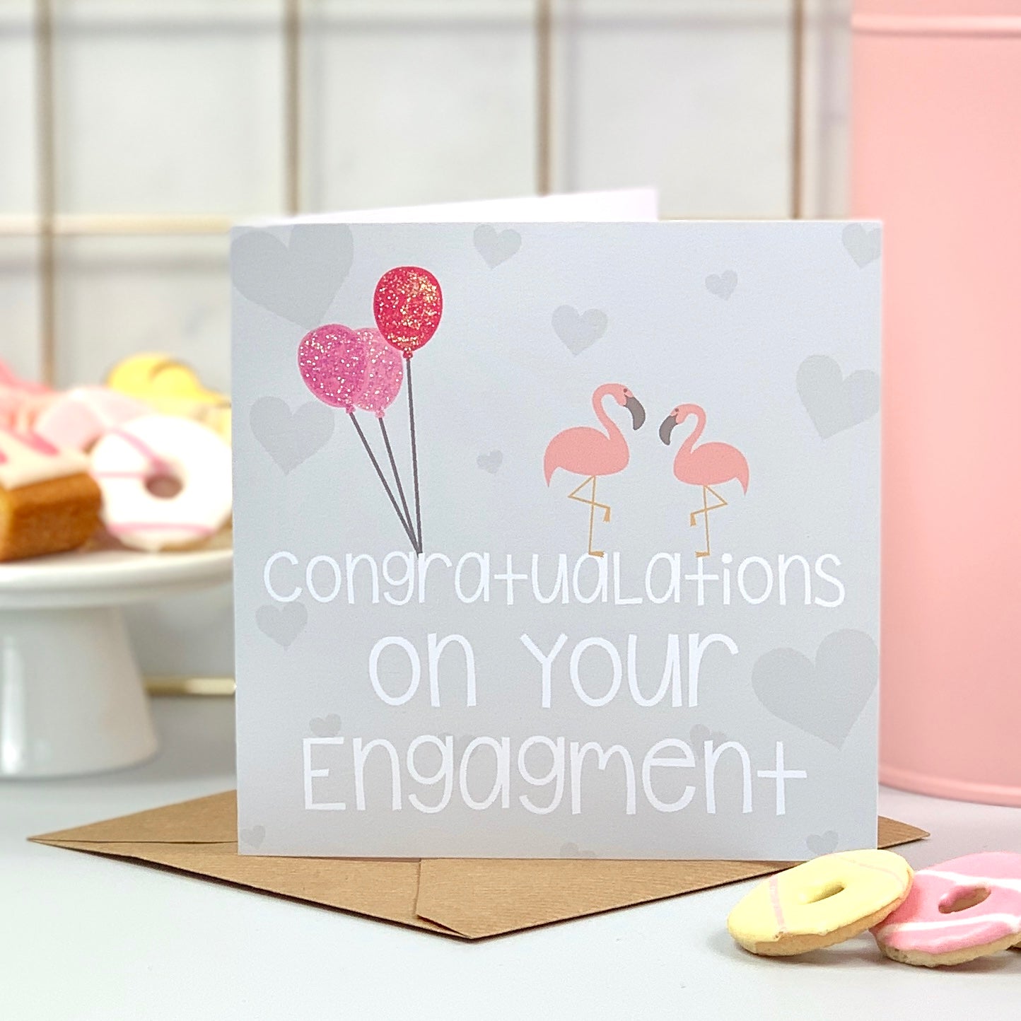 Engagement Balloon Flamingo Card