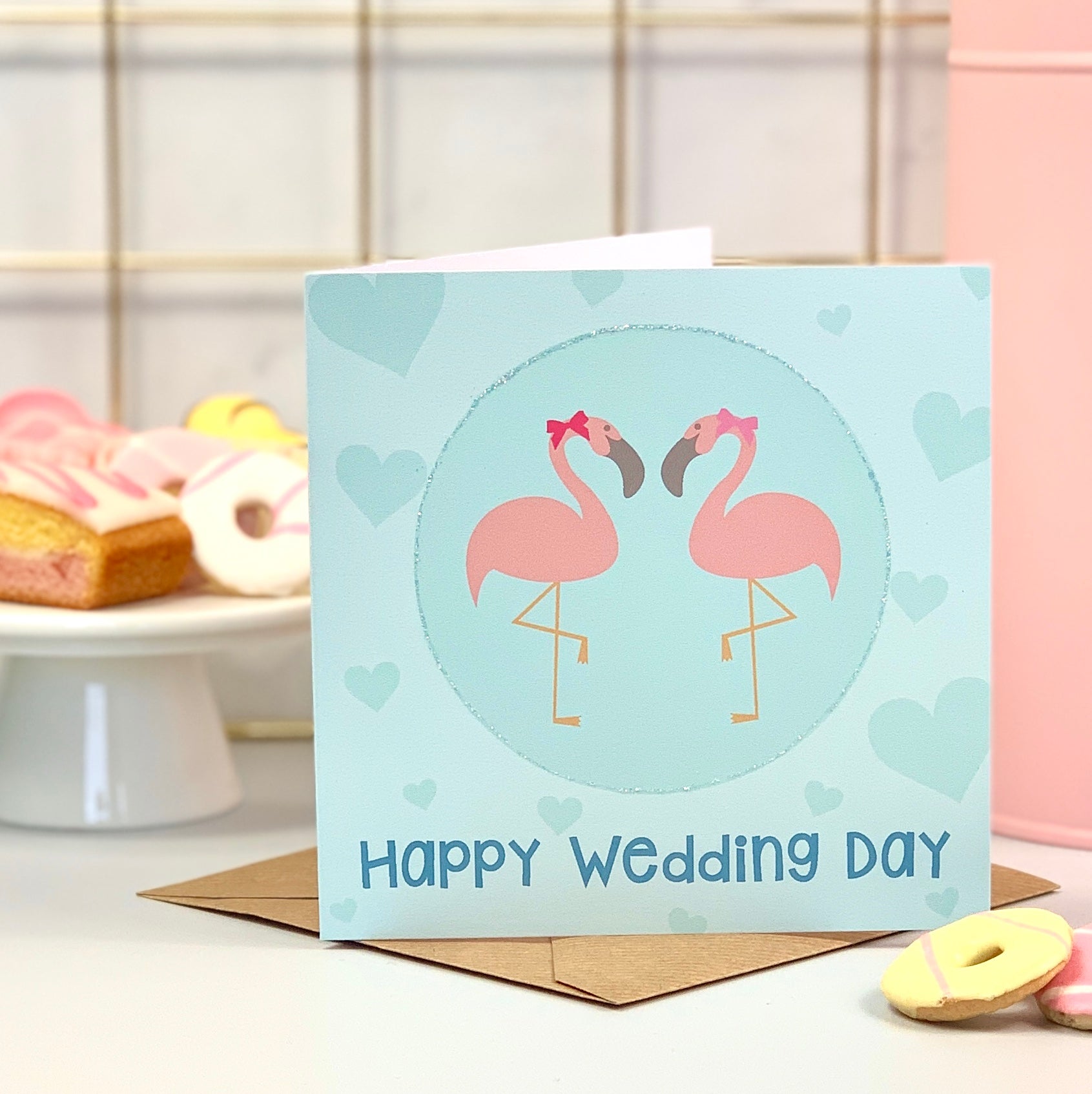 Happy Wedding Day Mrs and Mrs Flamingo Card