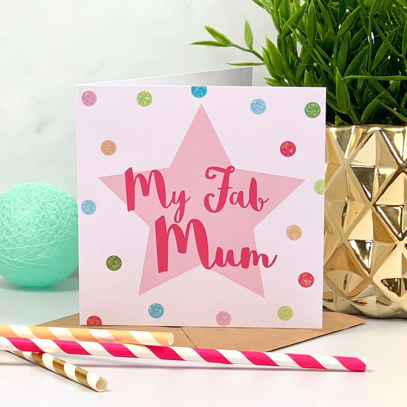 Mother's Day Pink Glitter Spots Card