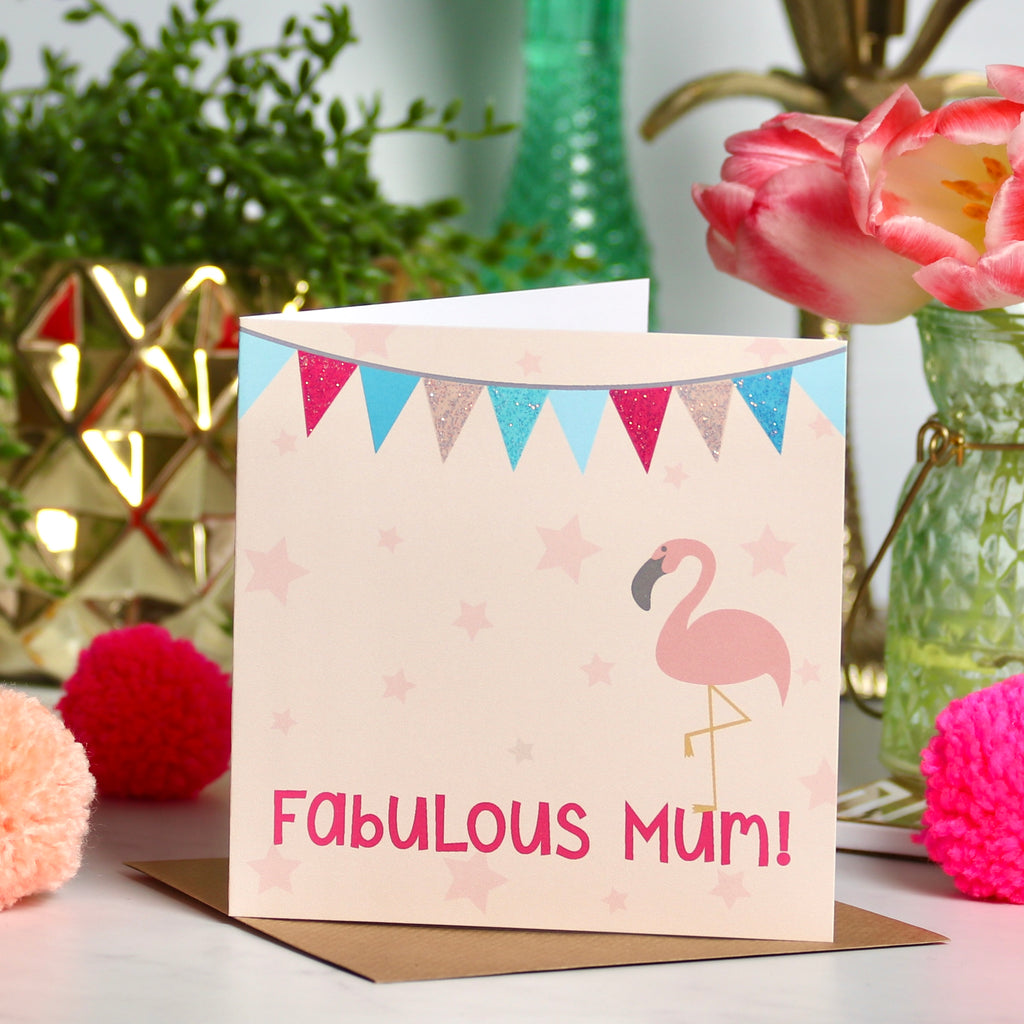 Mother's Day Bunting Flamingo Card