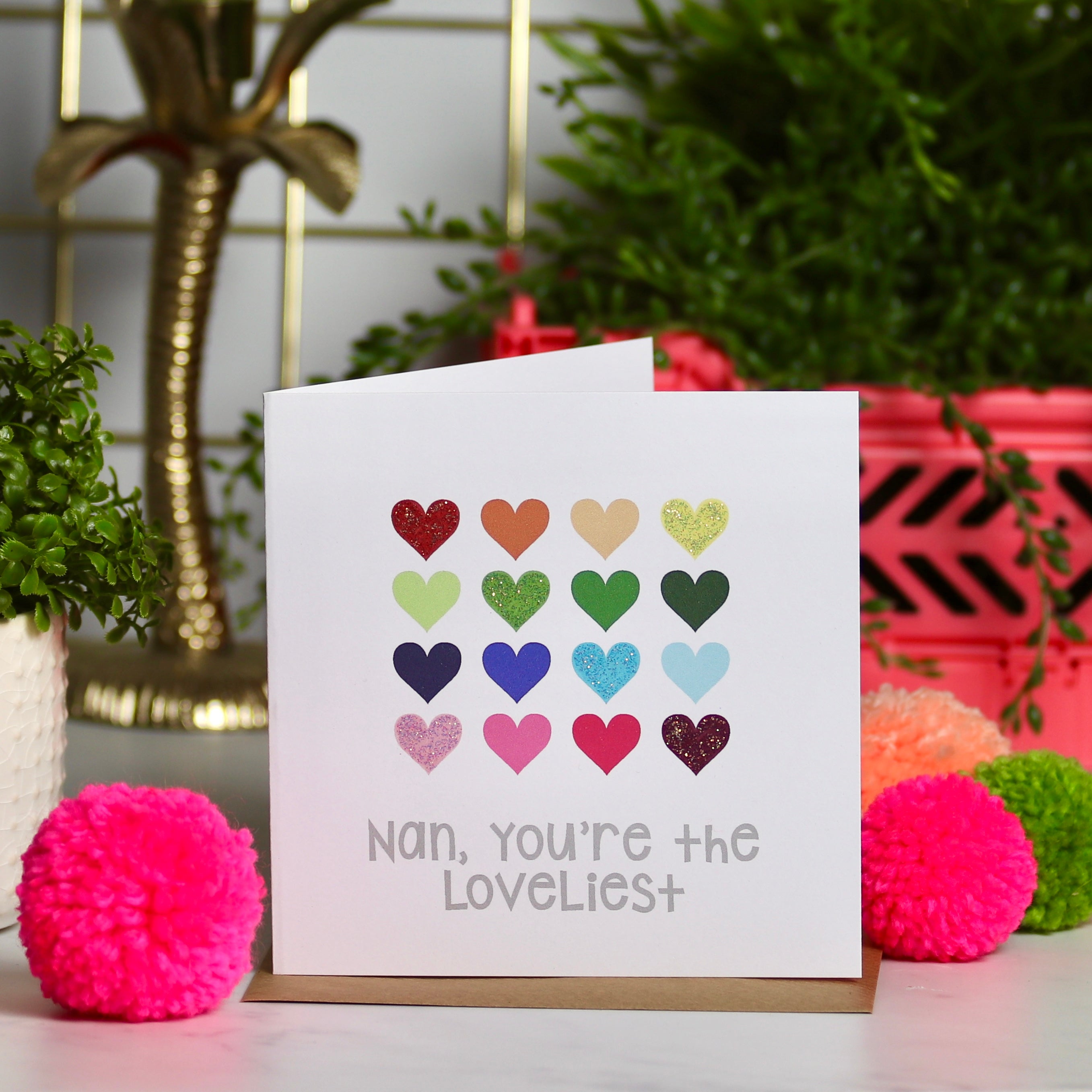 Mother's Day Glitter Hearts Card